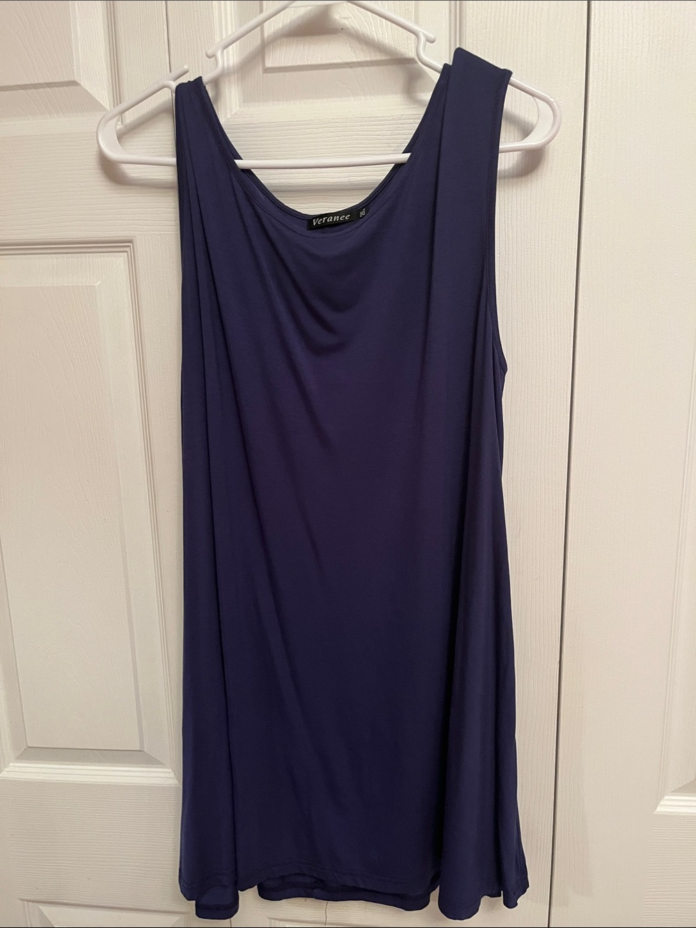 Veranee Navy Sleeveless Tunic Tank with Flowing Silhouette